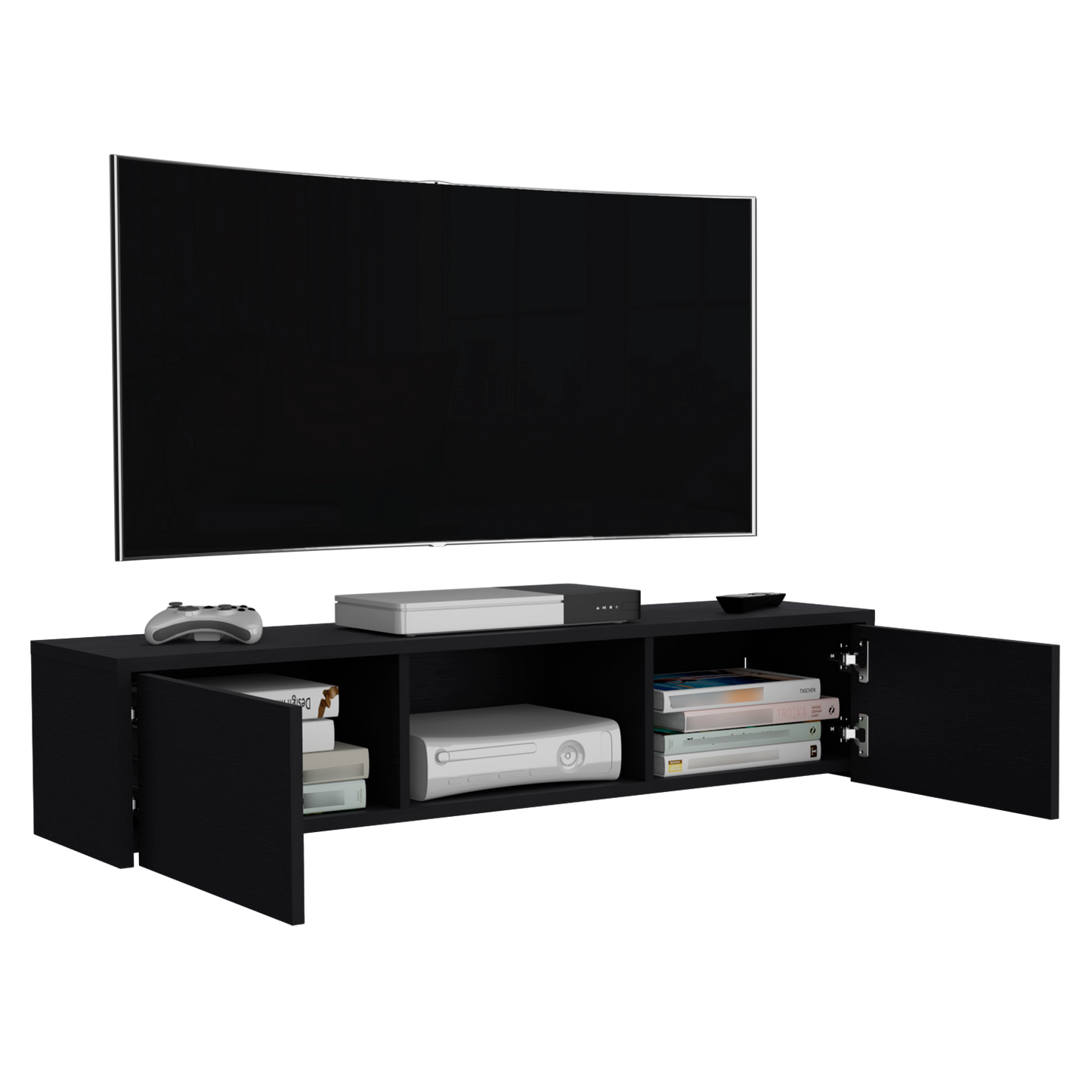 Mesa Para Tv Flotante Gleid, Wengue, con Dos Puertas Abatibles