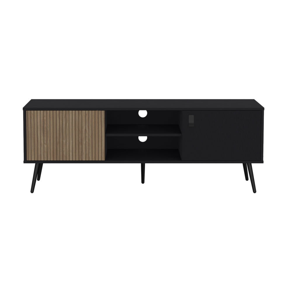 Rack Para Tv Funes Eco 150, Wengue y Macadamia, con espacio para ubicar objetos
