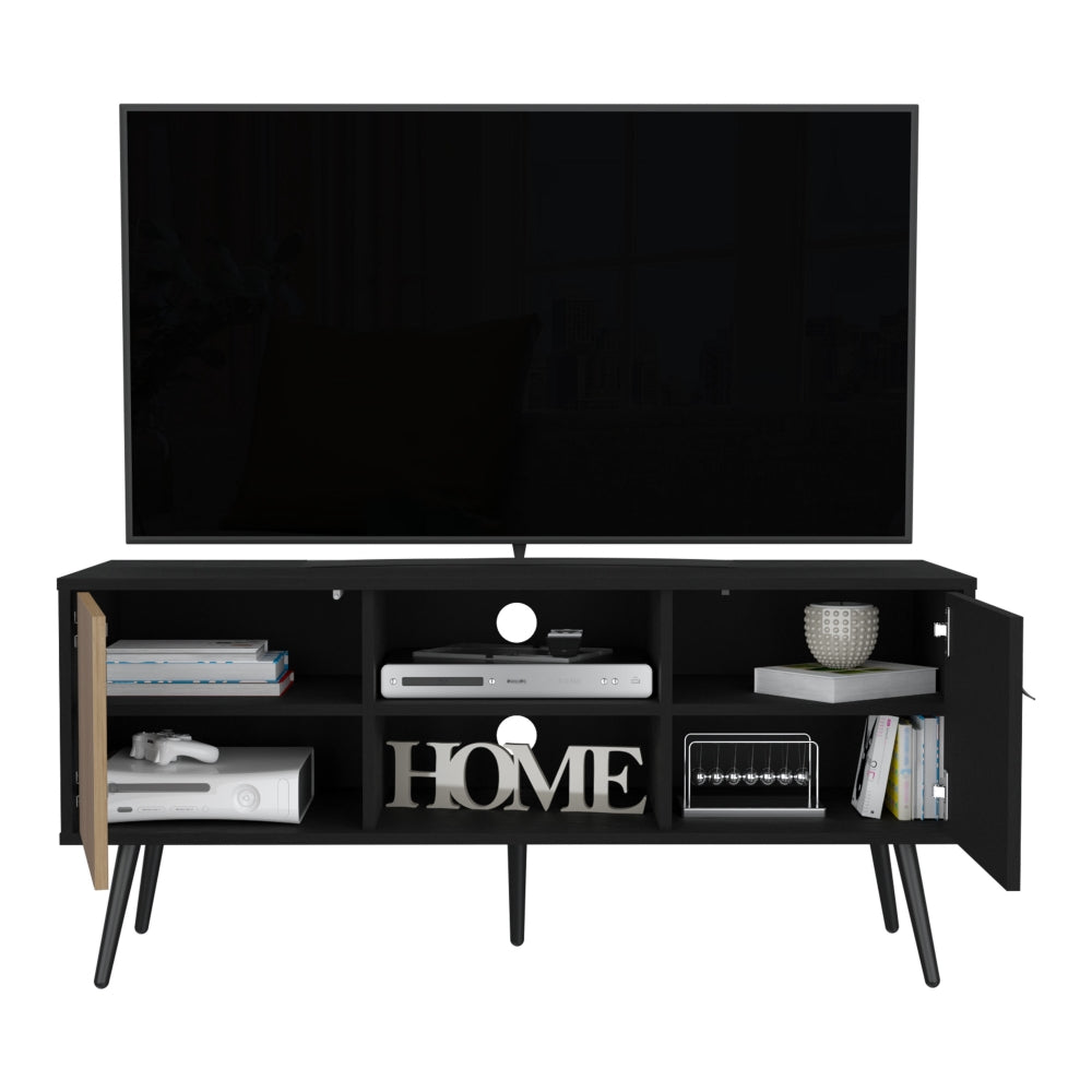 Rack Para Tv Funes Eco 120, Wengue y Macadamia, con un cajón deslizable