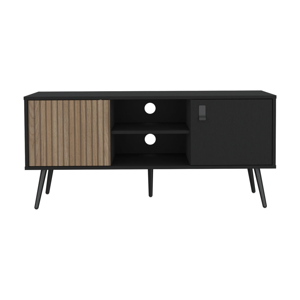 Rack Para Tv Funes Eco 120, Wengue y Macadamia, con un cajón deslizable