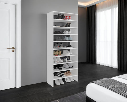 Modulo Zapatero Z-72 Apilable Diez Niveles, Blanco