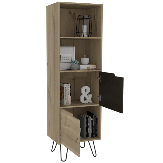 Librero Audra Color Duna y Wengue Para Sala De Estar