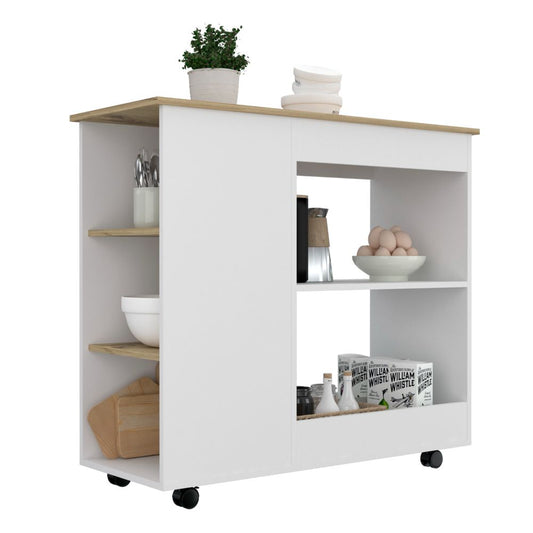 Mesón de Cocina Bi Color Blanco y Duna Para Cocina