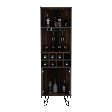 Bar Esquinero Vassel Color Habano y Plomo Para Sala De Estar