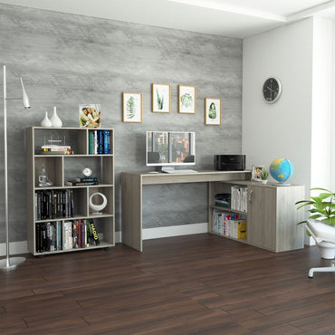 Escritorio + Biblioteca Color Office 8 Ceniza Para Oficina