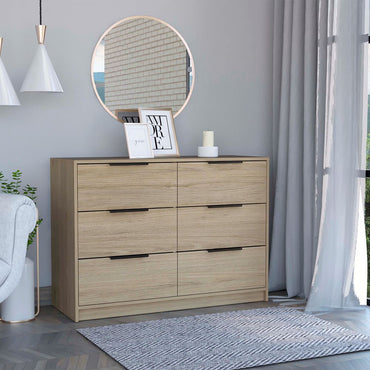 Cómoda Kaia Color Rovere y Blanco Marqueza Para Dormitorio