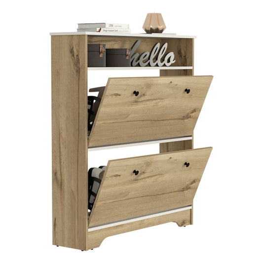 Cómoda Zapatero Z 100 Bi Color Duna y Blanco Para Dormitorio