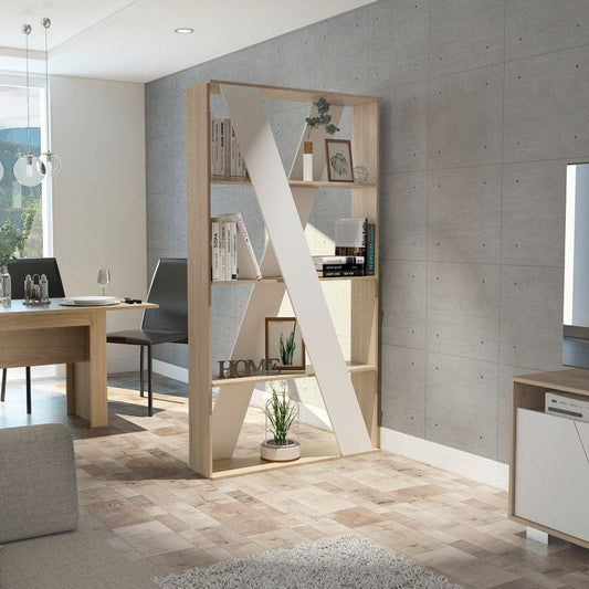 Separador de Ambientes Beijing Color Rovere y Blanco Para Sala De Estar