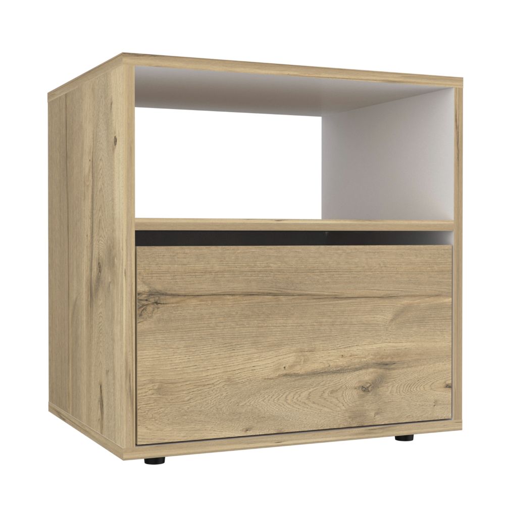 Velador Sleep S Color Duna y Blanco Para Dormitorio