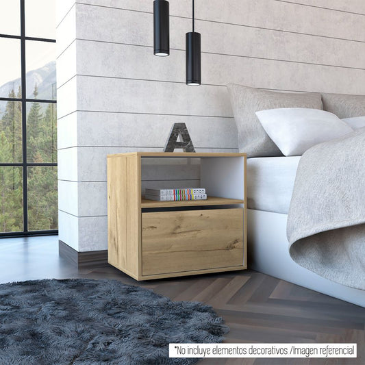 Velador Sleep S Color Duna y Blanco Para Dormitorio