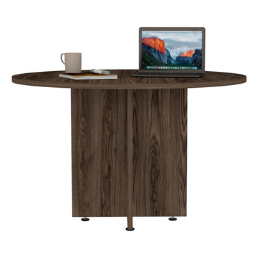 Mesa Redonda Home Office Color Negro Soft y Coñac Para Oficina