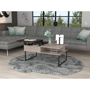 Mesa de Centro Funcional 5G Color 3 Ceniza y Wengue Para Sala De Estar