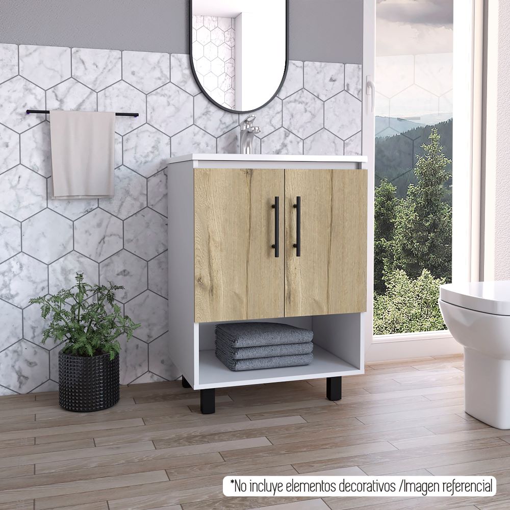 Mueble Lavamanos Bath BI Color Blanco y Duna Para Baño