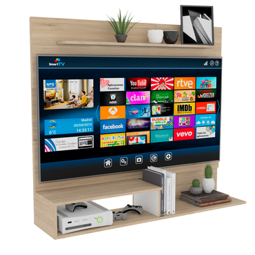 Panel de TV Beijing Color Rovere y Blanco Para Sala De Estar