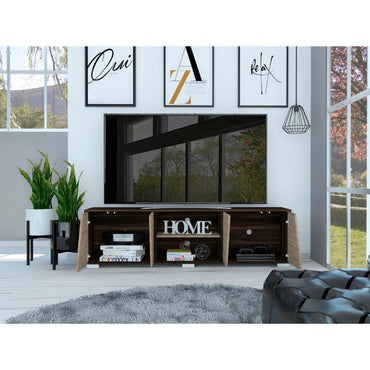 Rack Fraktal Color Habano y Miel Para Sala De Estar