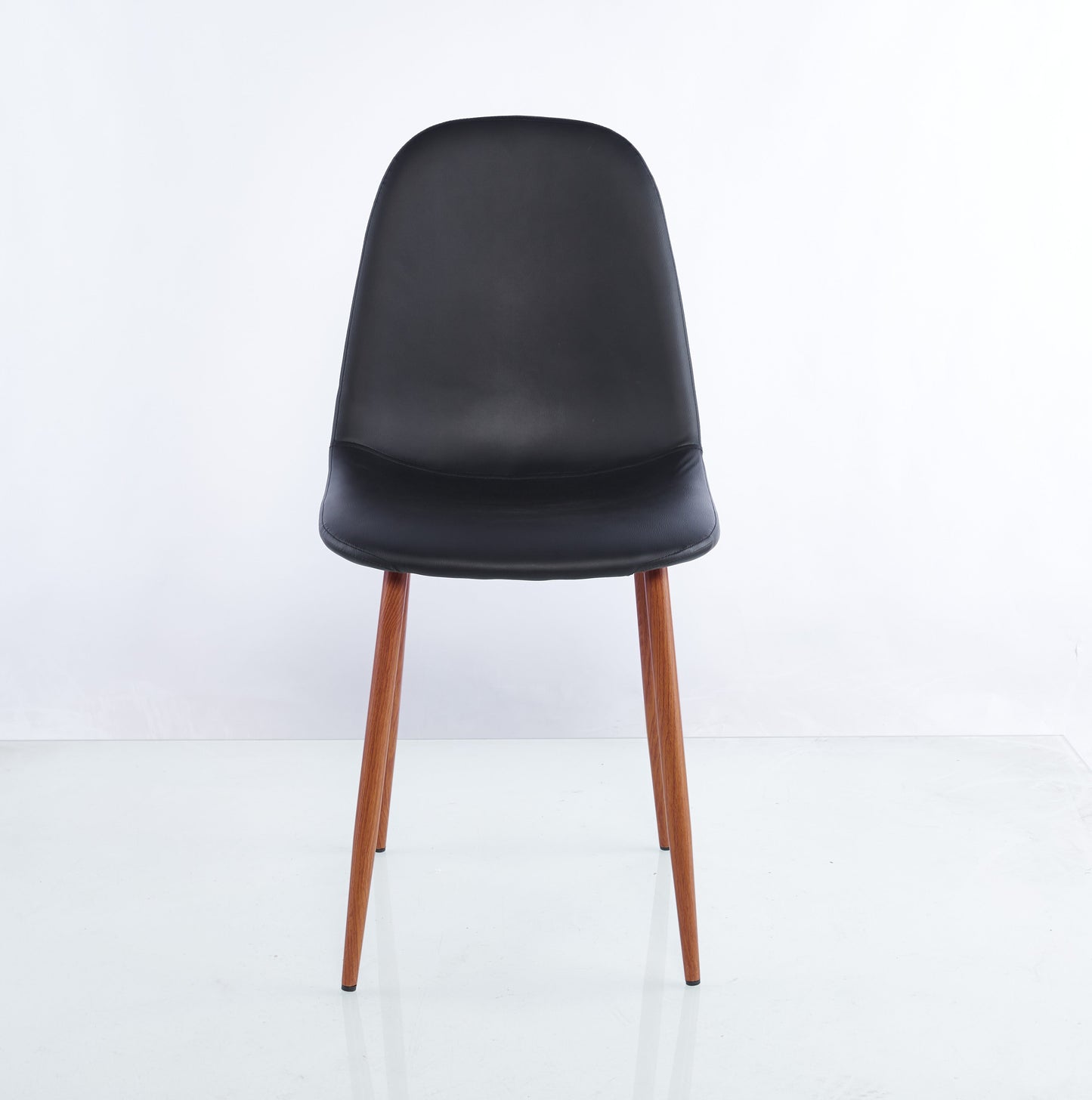 Silla Concept Color Tapiz Pu Negro y Pata Café Oscuro Para Sala De Estar