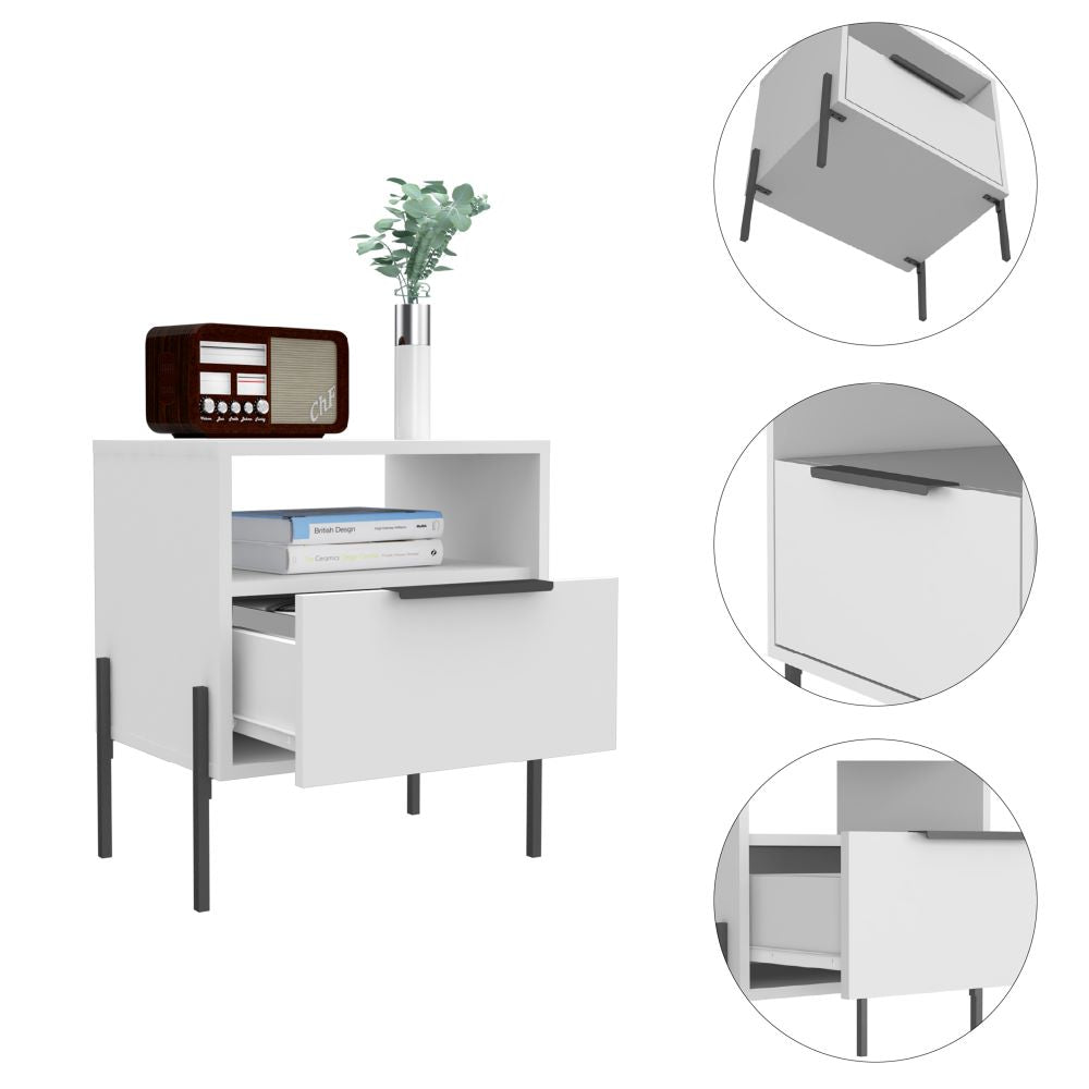 Velador White Collection Color Blanco Para Dormitorio