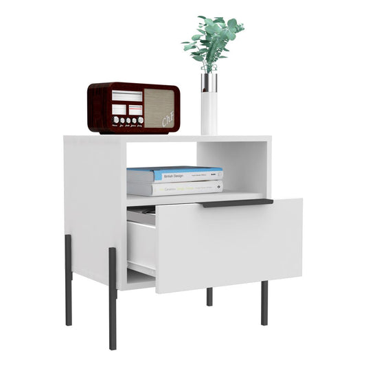 Velador White Collection Color Blanco Para Dormitorio