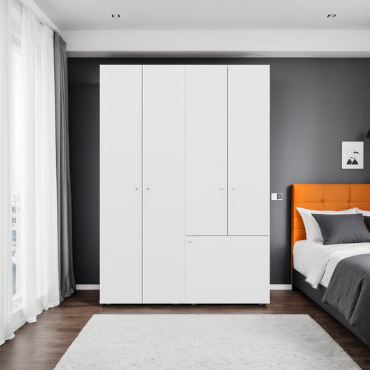 Combo Closet H-180 Cinco Puertas, Almacenamiento, Optimizacion, Colgado, Color Blanco