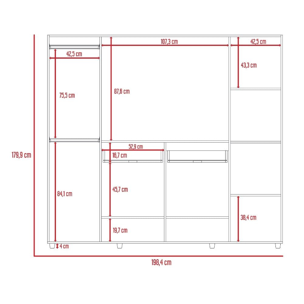 Closet Manila Z,200, Duna y Blanco, con seis puertas batientes y con capacidad para televisor de 46 pulgadas