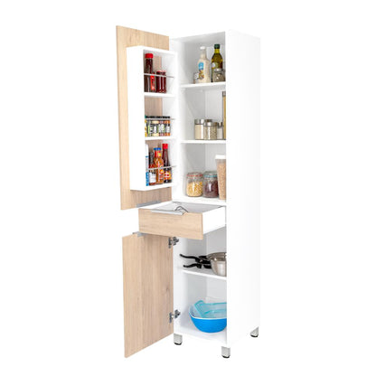 Alacena De Cocina Melia Dos Puertas 1 Cajon, Blanco Y Rovere