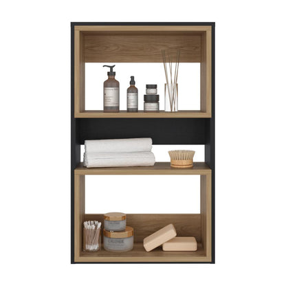 Mueble Auxiliar Muro Baño Eco, Wengue y Fresno Europeo, con superficies para ubicar objetos