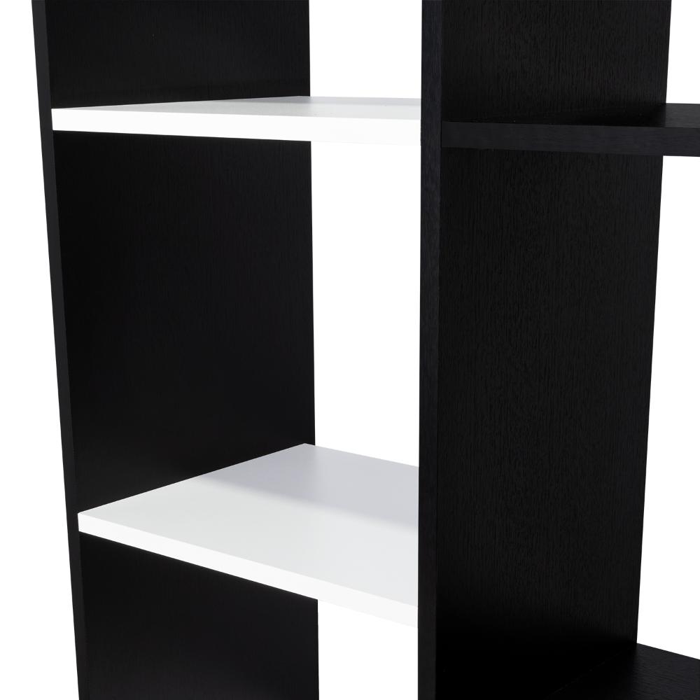 Biblioteca Rookie, Blanco y Wengue, con múltiples entrepaños para colocar objetos