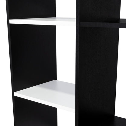 Biblioteca Rookie, Blanco y Wengue, con múltiples entrepaños para colocar objetos