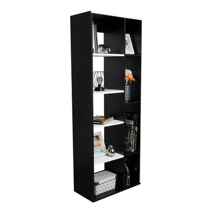 Biblioteca Rookie, Blanco y Wengue, con múltiples entrepaños para colocar objetos