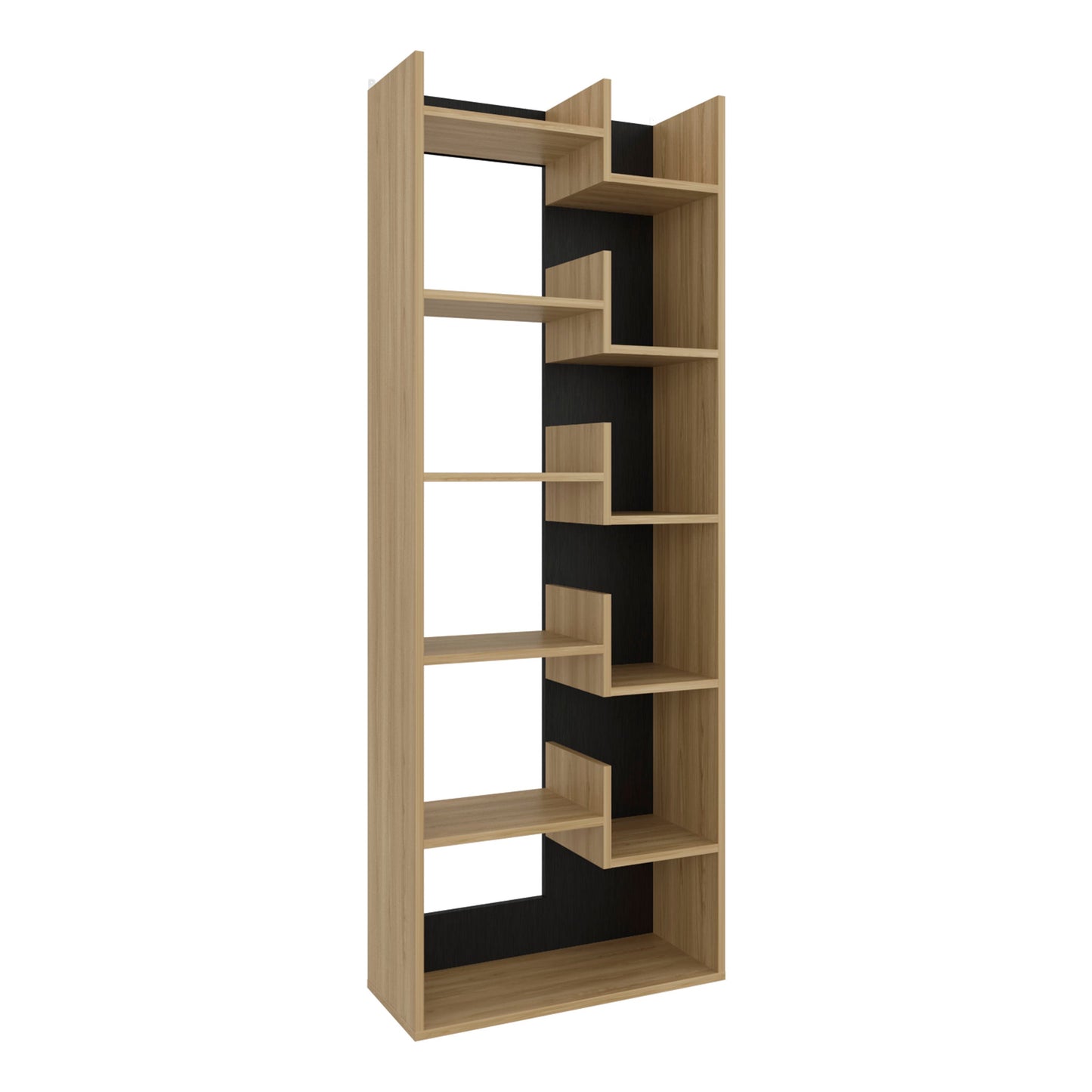 Biblioteca Clover, Fresno Europeo y Wengue, con espacios para guardar y poner objetos