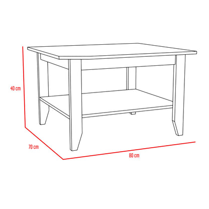 Mesa de Centro + Arrimo Essential Color Rovere Para Sala De Estar