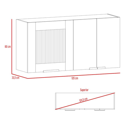 Combo Fendi, Rovere y Blanco, incluye mueble inferior, superior, alacena y barra