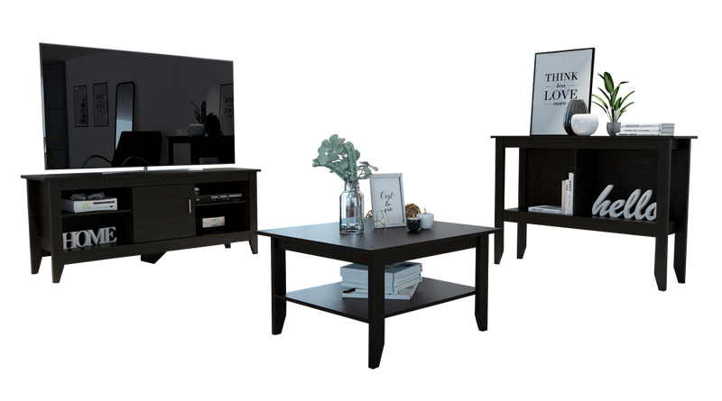 Combo Essential, Wengue, incluye rack TV, mesa de centro y arrimo