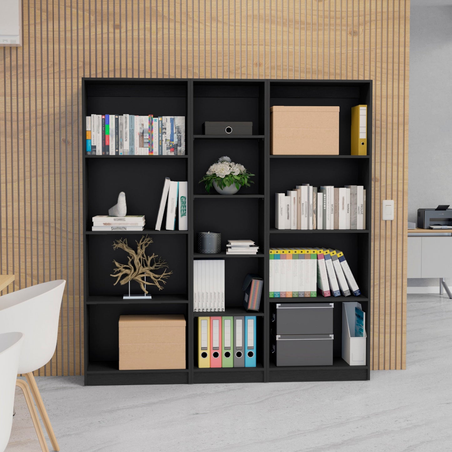 Combo Home, Estante Colección 12, Wengue, con tres estantes