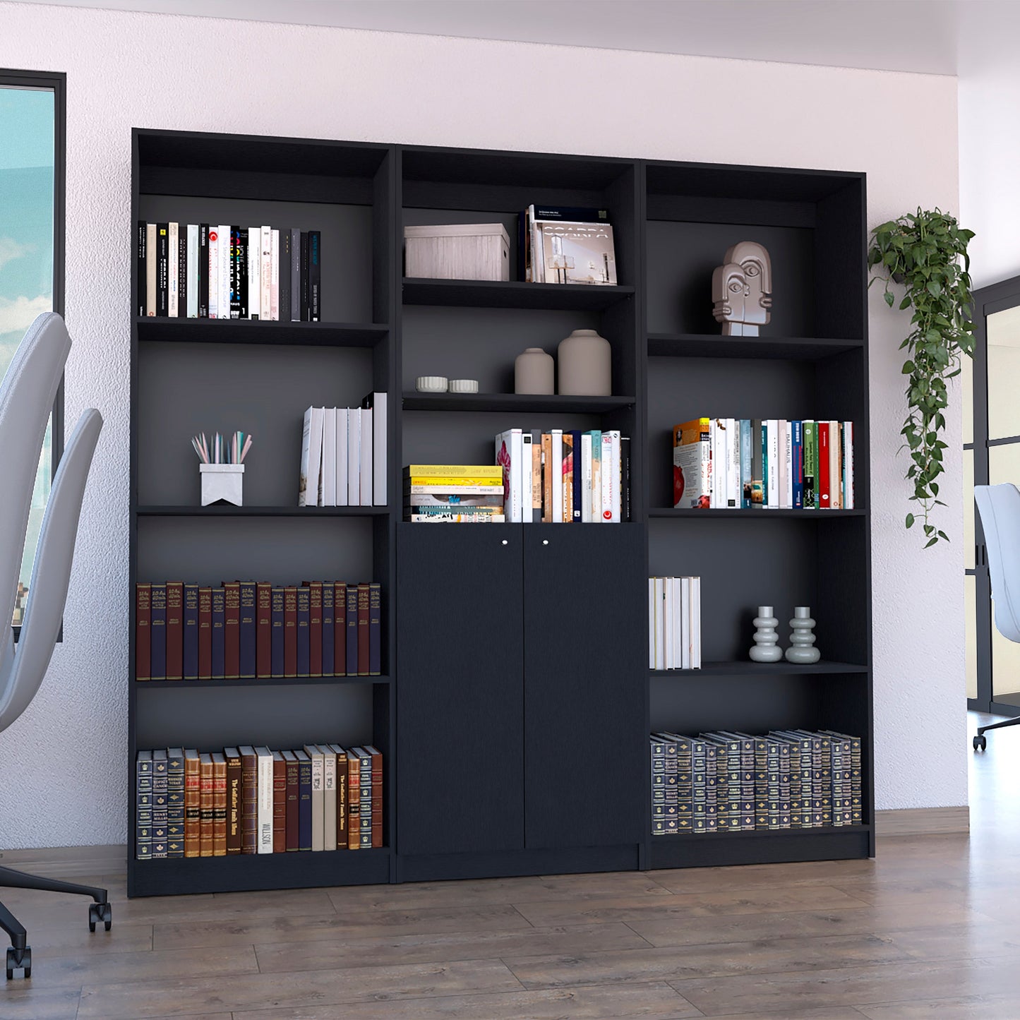 Combo Home, Estante Colección 13, Wengue, con tres estantes