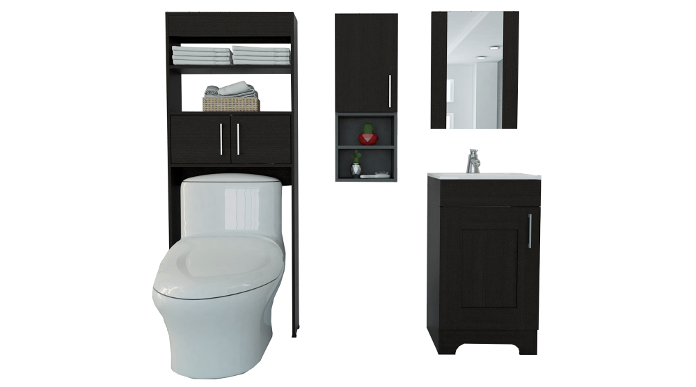 Combo Mybath, Wengue, incluye botiquin mueble lavamanos y muro