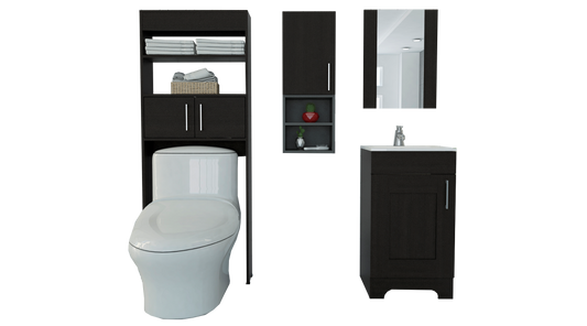 Combo Mybath, Wengue, incluye botiquin mueble lavamanos y muro