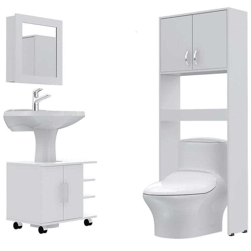 Combo Bicolor, Blanco, incluye botiquin bath 28, optimizador y mueble lavamanos