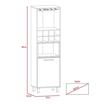 Rack + Bar Alto Kaia Color Wengue y Miel Para Sala De Estar