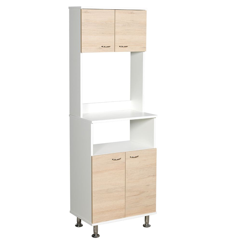 Combo Kitchen, Blanco y Rovere, incluye mueble microondas y barra