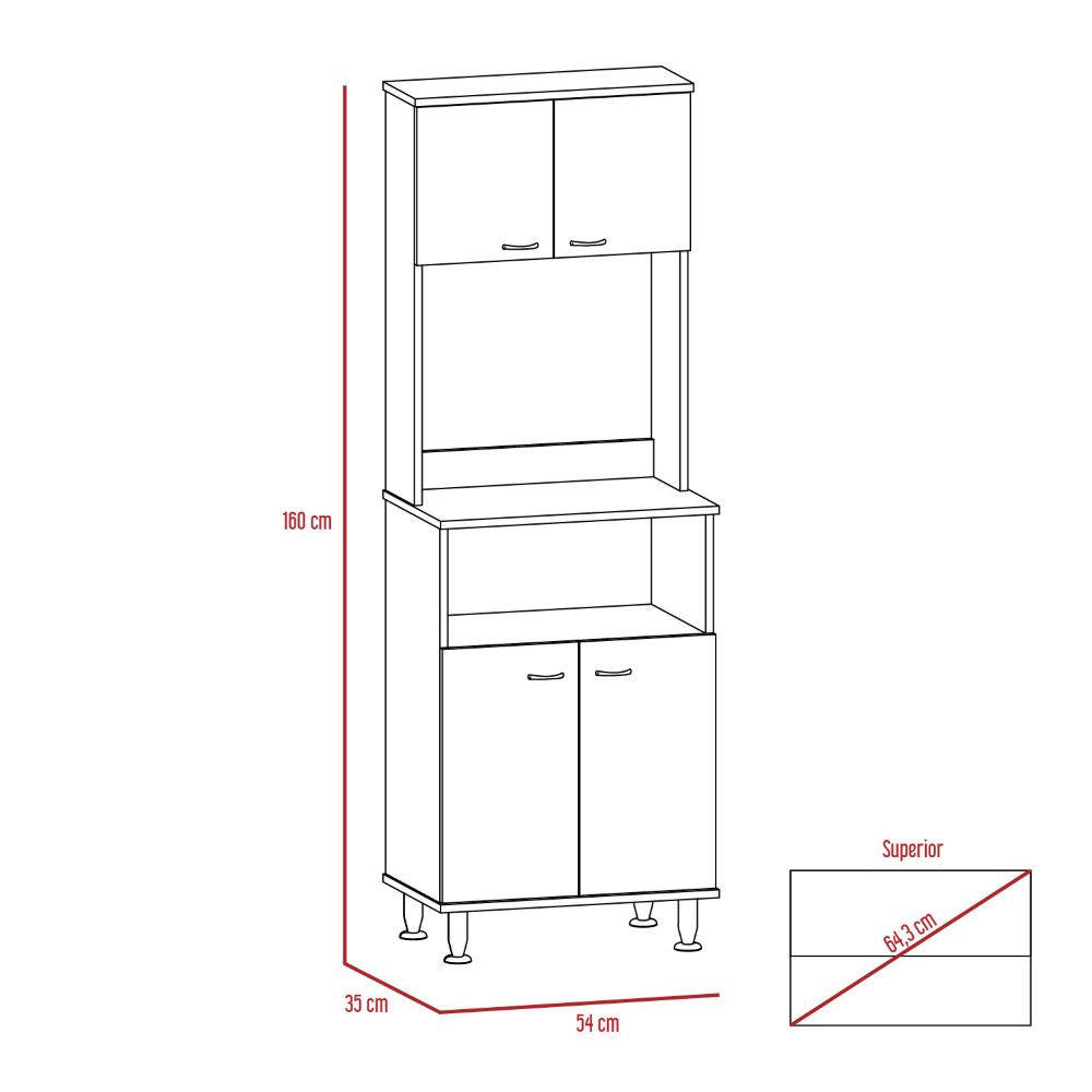 Combo Kitchen, Blanco y Rovere, incluye mueble microondas y barra