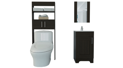 Combo Mybath, Wengue, incluye botiquin, mueble lavamanos y optimizador