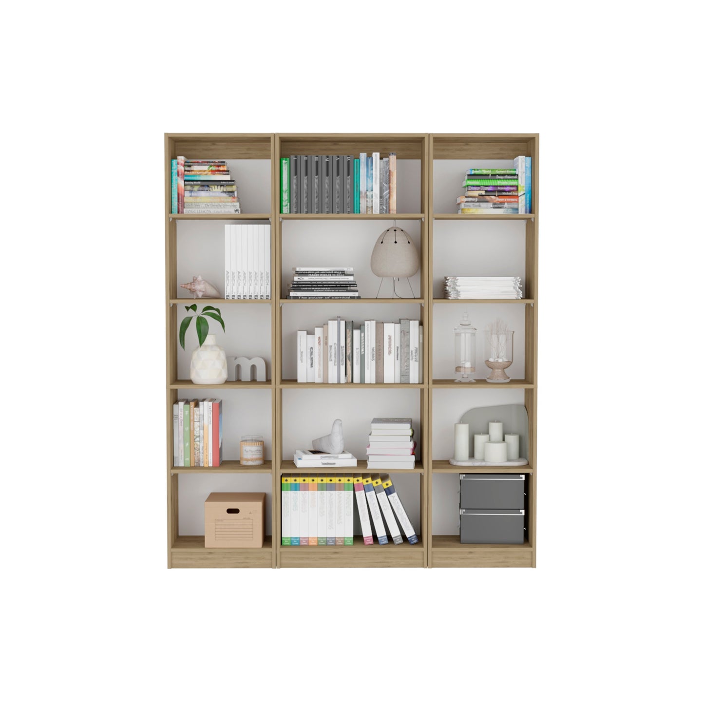 Combo Home, Estante Colección 18, Macadamia, con tres estantes