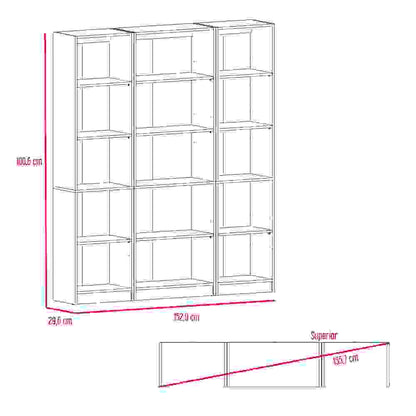 Combo Home, Estante Colección 18, Macadamia, con tres estantes