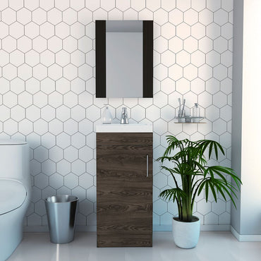 Combo Bath, Coñac y Wengue, incluye espejo y mueble de lavamanos