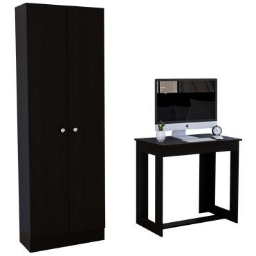 Escritorio W80 + Closet Oficina Office Color Wengue Para Sala De Estar