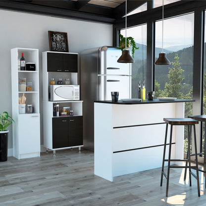 Combo Kitchen, Wengue y Blanco, incluye mueble microondas 54, barra y optimizador