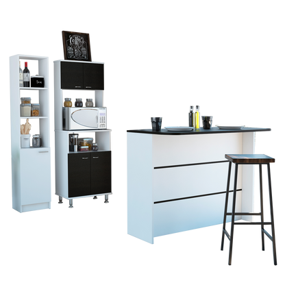 Combo Kitchen, Wengue y Blanco, incluye mueble microondas 54, barra y optimizador