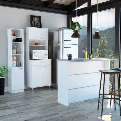 Combo Kitchen, Blanco, incluye mueble microondas 60, barra y optimizador