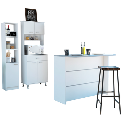 Combo Kitchen, Blanco, incluye mueble microondas 60, barra y optimizador